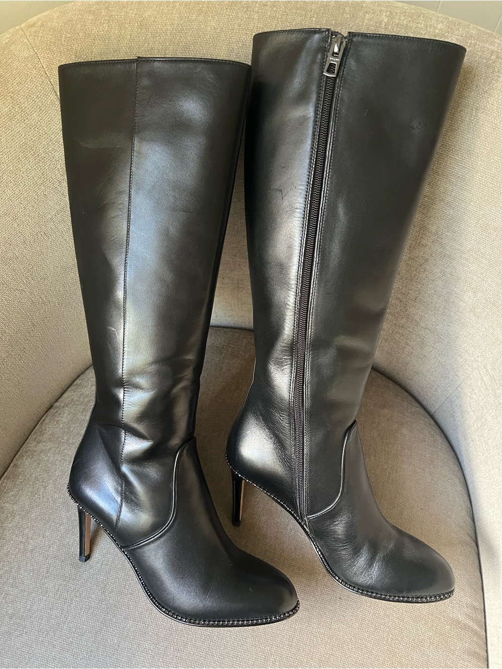 Coach Black Leather Remi Stiletto Boots